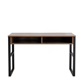 Hanah Home Mesa de Estudio Nogal, Tablero Melamina y Metal, 120x60x75 cm, Diseño Moderno Industrial